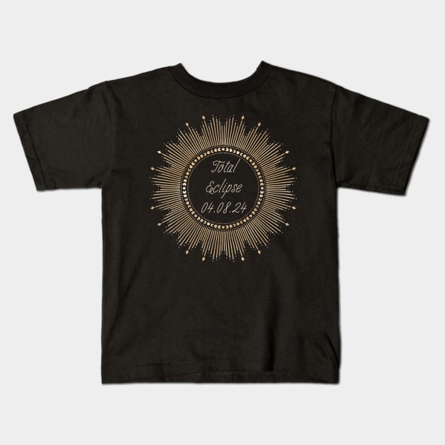Lispe Eclipse Totality with Solar Rays 04.08.2024 Kids T-Shirt by Lispe